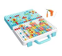 KIXZSAZ for Creative Mosaic Drill Set for Kids STEM Learning Toys Educational Building Blocks for Boys Girls Play Tool, 189 Pcs