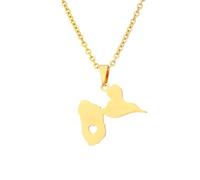 KIXZSAZ Guadeloupe Pendant Necklace Exquisite Souvenir Caribbean Stainless Steel France Map Flag Guadeloupe Pendant Necklace, B