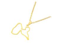 KIXZSAZ Guadeloupe Pendant Necklace Exquisite Souvenir Caribbean Stainless Steel France Map Flag Guadeloupe Pendant Necklace, A