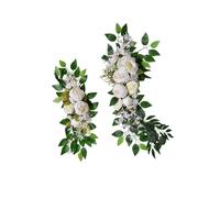 KIXZSAZ Hanging Artificial Flower Arch Decor Decorative for Wedding Background Elegant and Beautiful, White, Large 70 x 25cm Small 60 x 20cm