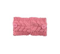 KIXZSAZ Headband Winter Head Protector with Buttons Crocheted Multicolor Adjustable Wide Warm Universal Ladies Ear Muffs, Skin Pink