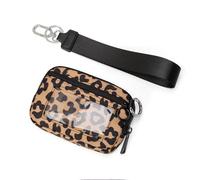 KIXZSAZ Headphone Bag with Wrist Handles Retro Style Waterproof Cards Polyester Gift Card Minimalist Zero Wallet Wallet Card Bag, Leopard Print