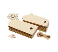 KIXZSAZ Heart Shaped Blank Tags Wooden Labels with Holes Crafting Thank Notes and Bookmark Projects Save Precious Time. Wooden Blank Tags Come with Heart Shaped Hollowed Out