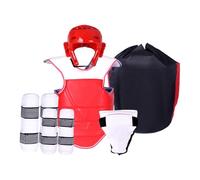 KIXZSAZ Karate Sparring Gear Taekwondo Protective Gear Set For Fit And Comfortable Training Sessions Groin Protector Thickened Adjustable Padded Taekwondo Chest Guard , Red , L