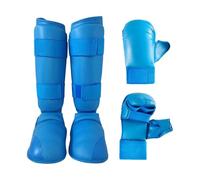 KIXZSAZ Karate Taekwondo Sparring Gear Gift Set Includes Essential Boxing Gear Beginner Athletes Engaging In Martial Arts Karate Sparring Set Boxing Gloves Shin Guard, Blue, L