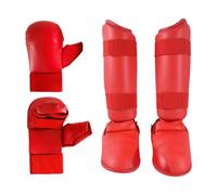 KIXZSAZ Karate Taekwondo Sparring Gear Gift Set Includes Essential Boxing Gear Beginner Athletes Engaging In Martial Arts Karate Sparring Set Boxing Gloves Shin Guard, Red, XS
