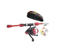 KIXZSAZ Kids Fishing Rod And Reel Adjustable Portable Telescopic Kit Comes With Lures And Storage Bag Pond Or River Fishing Girls Boys Travel Pole Equipment, Red, 38.5cm-120cm