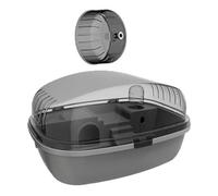 KIXZSAZ Large Hamster Cage Habitat Cage Portable Features Breathable Space And Interactive Lid Enhancing Of Life For Small Pets Ventilation Exercise Playing House Transparent, Gray, 35.5x27.5x20cm