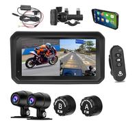 KIXZSAZ Motorcycle DVR Offers Dual Recording And Split Screen Display Quick Release Bracket And High-Definition Recording With Tire Pressure Sensor Front 1080PAHD Rear 1080PCar