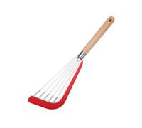 KIXZSAZ Non-Stick Fish Spatula Pan Fried Egg Scraper Anti-Rust Pancake Turner for Kitchen Tool Cooking Utensil Gadgets, Red/Wood Handle