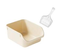 KIXZSAZ Open Top Litter Cat Toilet Provides Comfortable Space With Tall Sides Preventing Litter Spilling Outside Nonstick Pan Cat Container Bedpan, Beige, 39x29.5x17cm