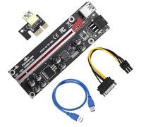 KIXZSAZ PCI-E 1x to 6x Powered USB 3.0 Extender Card Board Mini Module Electronic Component Adapter Cable Accessories Miner, Black Slot and Blue Cable, 130x45x15mm