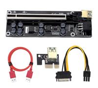 KIXZSAZ PCI-E 1x to 6x Powered USB 3.0 Extender Card Board Mini Module Electronic Component Adapter Cable Accessories Miner, Black Slot and Red Cable, 130x45x15mm