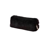 KIXZSAZ Plush Lovely Pencil Bag Pencils Case Pouch Holder Zipper Closure Solid Color Storage Stationery Organizer Supplies, Black