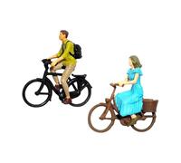 KIXZSAZ Realistic 1/87 Scale Cyclist Figures Tiny People for Diorama Layout Decor Exquisite and Lifelike Mini Ornament, Boy and Girl, Height: 2.8cm