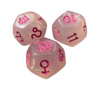 KIXZSAZ Resin Dices Set For Role Playing Game 12 Sided Spicing Up Game Nights Educational Value Includes 3 Astrology Dice Polyhedral Dice Set Astrology Role Play, clear and pink, 1.4cm