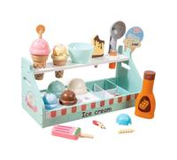KIXZSAZ Simulation Ice Cream With Wooden Toy Provides Hands On Learning Experience Encouraging Development Of Essential Social Skills Pretend Play Kitchen Toy Ice Cream Shop Toys Kids