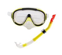 KIXZSAZ Snorkel Gear High Performance Snorkel Set Adults Swimming Goggles All Water Adventures Offering Comfort Set Adults Snorkeling Gear Diving Goggles, Yellow Clear, 18.5x20.5x7cm