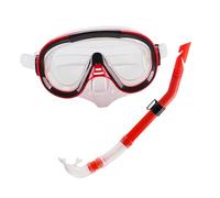 KIXZSAZ Snorkel Gear High Performance Snorkel Set Adults Swimming Goggles All Water Adventures Offering Comfort Set Adults Snorkeling Gear Diving Goggles, Red Clear, 18.5x20.5x7cm