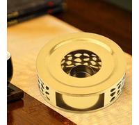 KIXZSAZ Stainless Steel Circular Tea Teapot Warmer Stylish and Practical Candle Base Milk Warmer, Gold, 15cm Outer Diameter