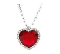 KIXZSAZ Stylish Love Heart Pendant Necklace Jewelry Gift Rhinestone Bright Red Durable Lightweight Alloy Lightweight And Not Easy To Break. Wedding Necklace For Brides Valentines Day Gift