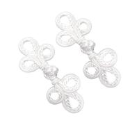KIXZSAZ Traditional Chinese Knot Frog Button Closure For Cloaks Sweaters Cardigans And Fashionable DIY Projects Chinese Knot Frog Button Sewing Buttons Fasteners Cardigan DIY, White