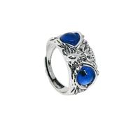 KIXZSAZ Vintage Owl Eye Ring Embrace Timeless Fashion Statement Alloy Eye Owl Ring Party Owls Adjustable Size Smooth Line, Dark Blue