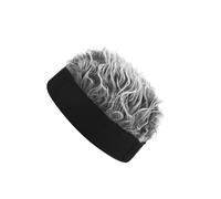 KIXZSAZ Winter Essential Men Beanie Hat With Fake Hair Stylish Cotton Cap For Cold Weather Adventures Outdoor Events Brimless Docker Hat Skull Cap Worker Sailor, Black Gray, 56-58cm