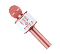 KIXZSAZ Wireless Microphone Handheld Speaker Reverberation KTV Player Surround Adjustable Battery LED Lights Mic Livestreaming, Rose Golden
