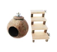 KIXZSAZ Wooden Hideout With Stairs For Hamsters Squirrels And Small Pets Engaging In Fun Exercise Activities Provide Place For Hamsters To Sleep Small Animal Cage Habitat Decor For Gerbils Rat