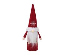 KIXZSAZ Xmas Wine Bottle Cover Faceless Old Man Snowflake Clothes Beer Protective Hat Winebottle Sleeve Home Dining Table Party, Red