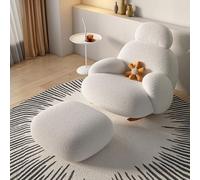 KIYIYDMM Rocking Accent Chair with Ottoman, Plush/Teddy Lazy Sofa with High Backrest, Comfy Armchair Side Chair for Single Bedroom Balcony Home Leisure Chair