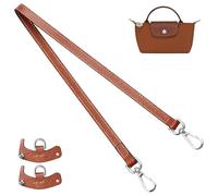 KIYOMIL Purse Strap Conversion Kit for Long Champ Le Pliage Mini Handbag,Shoulder Straps Replacement Adjustable for Bags, Brown&silver Clips 25.6in, 0.47in