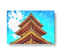 Kiyomizu Dera Pagoda In Japan Painting Modern Art Canvas Wall Art Print Ready to Hang, Framed Picture for Living Room Bedroom Home Office Décor, 60x40 cm (24x16 Inch)