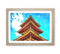 Kiyomizu Dera Pagoda In Japan Painting Modern Art Framed Wall Art Print, Ready to Hang Picture for Living Room Bedroom Home Office Décor, Oak A2 (64 x 46 cm)