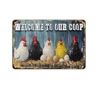 KIYOYO Funny Chicken Signs Chicken Coop Welcome to Our Coop Aluminium Sign Metal Chicken Signs Decor Home Ktichen Farm are Wall 12x8 Inch Vintage Chicken Coop Metal Tin Signs Poster