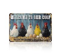KIYOYO Funny Chicken Signs Chicken Coop Welcome to Our Coop Aluminium Sign Metal Chicken Signs Decor Home Ktichen Farm are Wall 12x16 Inch Vintage Chicken Coop Metal Tin Signs Poster