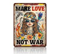 KIYOYO Vintage Tin Metal Sign Make Love Not War Decorative Poster Wall Art Decoration For Home Bar Club Coffee shop Sign 12x16 Inch