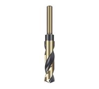 Kiyraglo 15mm Reduced Shank Twist Drill Bit Black Nitride & Gold Titanium Coated HSS Drill Bits for Stainless Steel Alloy Metal Plastic Wood - 10mm Round Shank