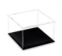 Kiyraglo Acrylic Display Case 20x20x15cm - Clear Cube Showcase with Black Base, Easy-Assemble Dust-Proof Box for Collectibles, Figures, Toys & Models