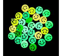 KIZAMI 100/200/300/500pcs 6 * 10mm Round Colorful DIY Craft Beads, Smile Face Acrylic Beads for Jewellery Making, Bracelet Crafting, Kids Crafts