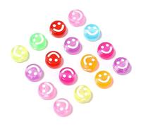 KIZAMI 100/200/300pcs 7mm Transparent Round Acrylic Beads, Colourful Smile Face Emoji Craft Beads for Jewellery Making, Bracelet Crafting