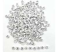 KIZAMI 100/200/500/1000pcs 4 * 7mm Colourful Round Acrylic Emoji Beads, Smile Face Craft Beads for DIY Jewelry Making, Bracelet Crafting