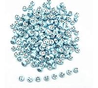 KIZAMI 100/200/500/1000pcs 4 * 7mm Colourful Round Acrylic Emoji Beads, Smile Face Craft Beads for DIY Jewelry Making, Bracelet Crafting
