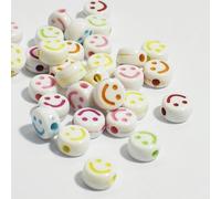 KIZAMI 1000 Pcs 7mm Round Colorful Acrylic DIY Smile Craft Beads, Smile Face Beads for Bracelet Necklace Making,Kids Crafts