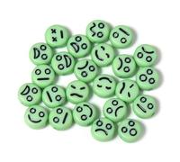 KIZAMI 200Pcs 10mm Round Emoji Beads, Colourful Smile Face Acrylic Craft Beads for DIY Bracelet Making, Jewelry Design, Kids Crafts