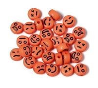 KIZAMI 200Pcs 10mm Round Emoji Beads, Colourful Smile Face Acrylic Craft Beads for DIY Bracelet Making, Jewelry Design, Kids Crafts