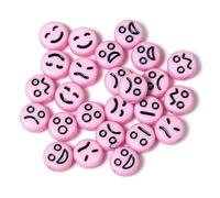 KIZAMI 200Pcs 10mm Round Emoji Beads, Colourful Smile Face Acrylic Craft Beads for DIY Bracelet Making, Jewelry Design, Kids Crafts