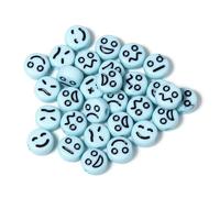 KIZAMI 200Pcs 10mm Round Emoji Beads, Colourful Smile Face Acrylic Craft Beads for DIY Bracelet Making, Jewelry Design, Kids Crafts