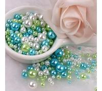 KIZAMI 300Pcs 3-8mm Colorful Imitation Pearl Beads with Hole, Round Resin Pearl Ball Beads Spacer Loose Beads for DIY Jewelry Craft Make